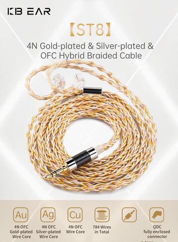 كابل سماعات KBEAR KZ ZS10 PRO ترقية 8 كور ذهبي وفضي ونحاسي مختلط كابل بديل مضفر لـ kz zsn pro x/zsn pro/zs10 pro/zs10 pro x/ edx pro/ dqs/pr2/as16-pro zas zar krila cca cra in Saudi Arabia