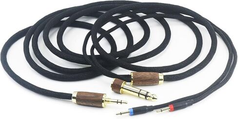 NewFantasia 6N OCC Copper Silver Plated Upgrade Audio Cable 3.5mm Male & 6.3mm Adapter for Monolith M1060, M1060C, M565, M565, for AudioQuest NightHawk Headphone Walnut Wood Shell (2X 2.5mm Version) in Saudi Arabia