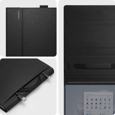 Spigen Stand Folio Designed for Microsoft Surface Pro 11 / Surface Pro 10 / Pro 9/8 Case Cover with Pen Holder (2024/2022/2021) - Black in Saudi Arabia