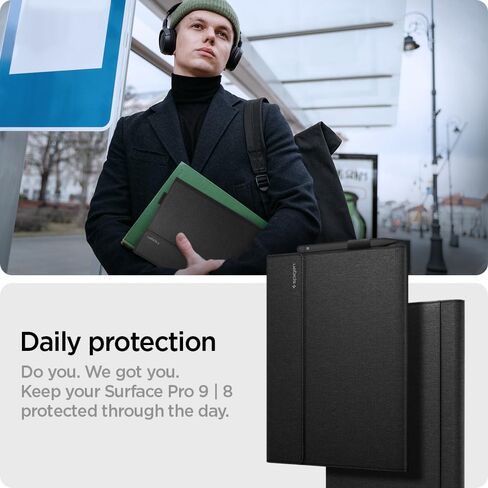 Spigen Stand Folio Designed for Microsoft Surface Pro 11 / Surface Pro 10 / Pro 9/8 Case Cover with Pen Holder (2024/2022/2021) - Black in Saudi Arabia