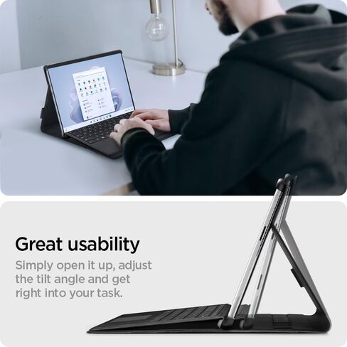 Spigen Stand Folio Designed for Microsoft Surface Pro 11 / Surface Pro 10 / Pro 9/8 Case Cover with Pen Holder (2024/2022/2021) - Black in Saudi Arabia