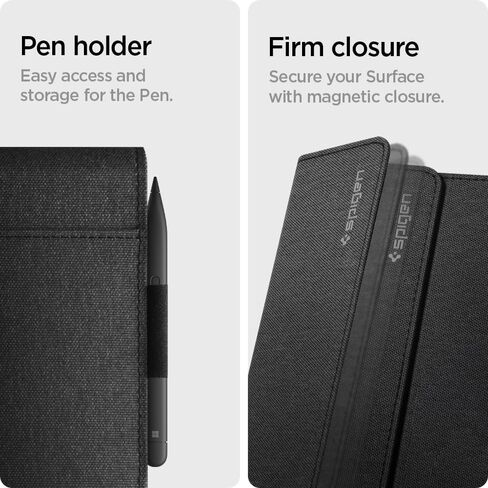 Spigen Stand Folio Designed for Microsoft Surface Pro 11 / Surface Pro 10 / Pro 9/8 Case Cover with Pen Holder (2024/2022/2021) - Black in Saudi Arabia