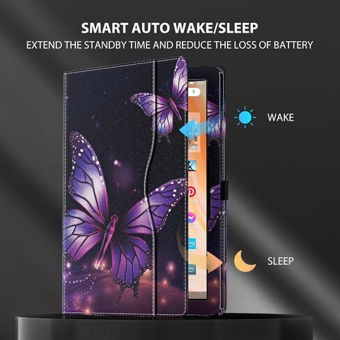 حافظة MoKo تناسب جهاز Amazon Kindle Fire HD 10 & 10 Plus الجديد تمامًا (الجيل 13/11، إصدار 2023/2021) مقاس 10.1 بوصة - حافظة خفيفة الوزن قابلة للدوران 360 درجة من البولي يوريثان، مع مسند وحزام لليد، لون مزدوج in Saudi Arabia