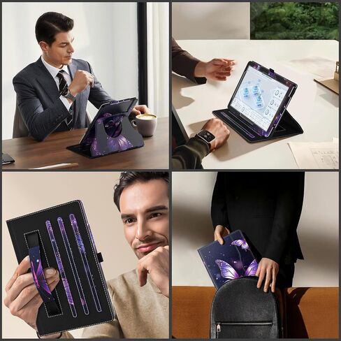 حافظة MoKo تناسب جهاز Amazon Kindle Fire HD 10 & 10 Plus الجديد تمامًا (الجيل 13/11، إصدار 2023/2021) مقاس 10.1 بوصة - حافظة خفيفة الوزن قابلة للدوران 360 درجة من البولي يوريثان، مع مسند وحزام لليد، لون مزدوج in Saudi Arabia