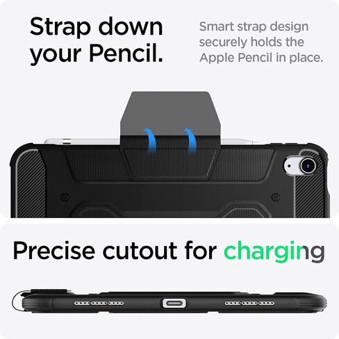 Spigen Rugged Armor Pro مصمم لجهاز iPad 10.9 بوصة، حافظة iPad الجيل العاشر (2022) - أسود in Kuwait