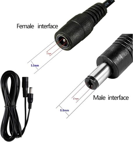 DC Extension Cord CCTV 3m(10ft) 2.1x5.5mm DC 12V Power Extension Cable for CCTV Security Cameras IP Camera NVR Male to Female Can Be in Series in Saudi Arabia