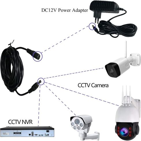 سلك تمديد DC CCTV 3m (10ft) 2.1x5.5mm DC 12V كابل تمديد الطاقة لكاميرات CCTV الأمنية كاميرا IP NVR ذكر إلى أنثى يمكن أن يكون في سلسلة in Saudi Arabia