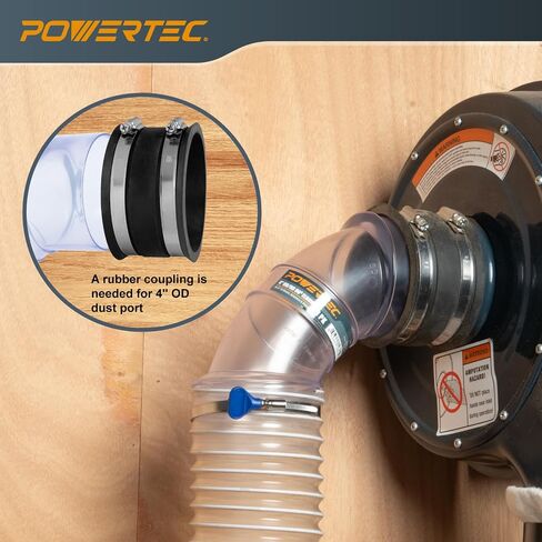 POWERTEC 70364 4 Inch OD 90 Degree Elbow for 4 Inch Dust Collection Hose Connector (Clear), 1 Pack in Saudi Arabia