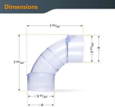 POWERTEC 70364 4 Inch OD 90 Degree Elbow for 4 Inch Dust Collection Hose Connector (Clear), 1 Pack in Saudi Arabia