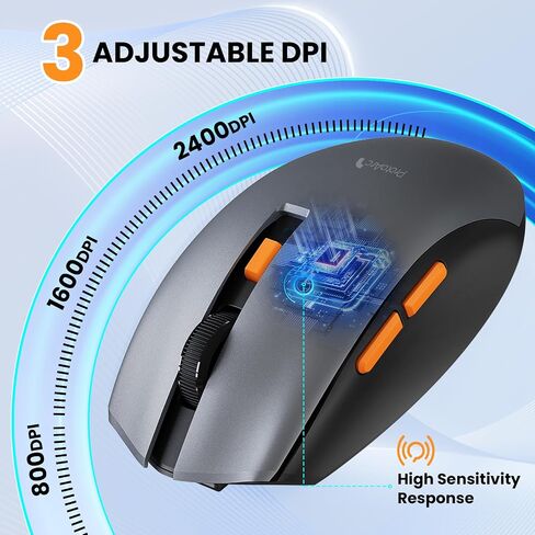 ماوس ProtoArc Solight لاسلكي بلوتوث، 55 جرام ماوس لاسلكي خفيف الوزن، 2.4 جيجا ماوس لاسلكي هادئ قابل لإعادة الشحن مع 3 وصلات للأجهزة، 3 نقطة لكل بوصة قابلة للتعديل، تصميم هيكل عظمي للكمبيوتر الشخصي، Ipad، Mac، Windows in Saudi Arabia
