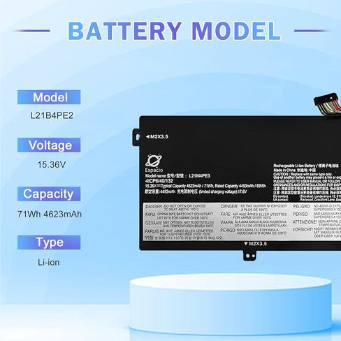 Espacio L21M4PE3 استبدال بطارية الكمبيوتر المحمول Lenovo IdeaPad Yoga 7 14IAL7 14ARB7 16IAP7 82QG Series Notebook SB11F38368 5B11F38367 L21L4PE0 SB11F38382 L21B4PE2 SB11F38373 5B11F38379 71Wh 4623mAh in Kuwait