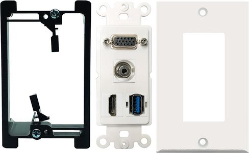 HDMI USB VGA 3.5mm Audio Wall Plate,Yomyrayhu,Works for Home Theater,HDTV and More in Saudi Arabia