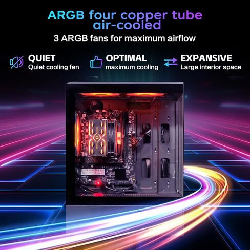 Gaming PC Computer Desktop AMD Ryzen 5 5600G 6 Core 3.9GHz, 16GB DDR4 3200MHz RAM, 1TB M.2 NVMe, Four Copper Air Cooled, WiFi 6E/ARGB Fan*3/Controller*1 Windows 11 Home Office PC (AMD R 5 | 5600G) in Saudi Arabia