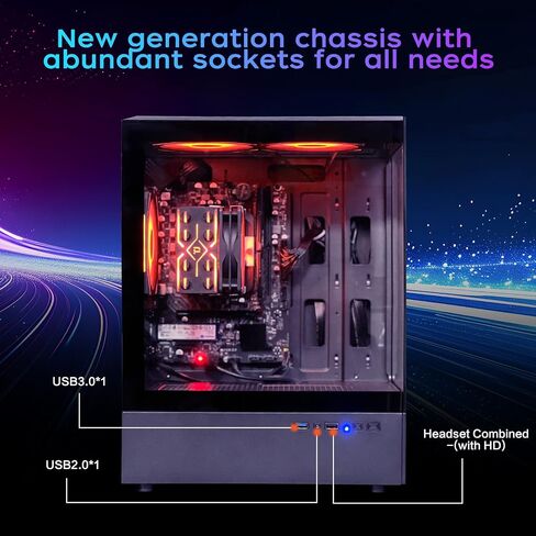 Gaming PC Computer Desktop AMD Ryzen 5 5600G 6 Core 3.9GHz, 16GB DDR4 3200MHz RAM, 1TB M.2 NVMe, Four Copper Air Cooled, WiFi 6E/ARGB Fan*3/Controller*1 Windows 11 Home Office PC (AMD R 5 | 5600G) in Saudi Arabia