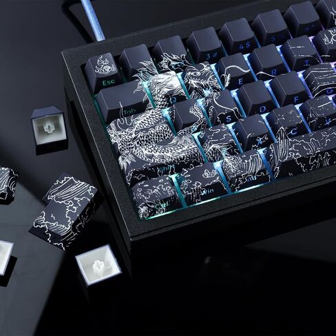 PBT Keycaps - Side Printed Keycap Set, 135 Keys Dragon Keycaps, Double Shot Shine Through Custom Keycaps, Cherry Profile Keyboard Keycap for Cherry Gateron MX Switches Keyboard in Saudi Arabia