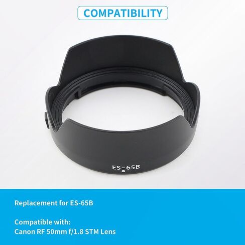 Camera Lens Hood Shade, Dedicated Bayonet Mount Hood Compatible for Canon RF 50mm f/1.8 STM Lens for R100 R50 R10 R7 R6 Mark II R6 R5 RP R Replaces ES-65B in Kuwait