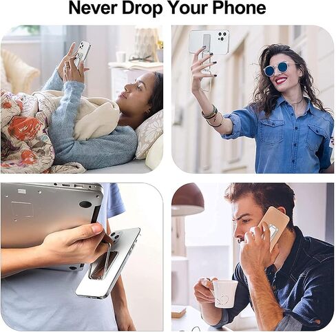 Ring Holder Finger Kickstand Foldable Adjustable Compatible with Mobile Devices from 4-7 Inches, 360° Rotatable with Magnetic Car Mount, Silver in Saudi Arabia