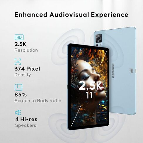 تابلت DOOGEE T30 PRO، تابلت 11 بوصة 2.5K Android 13، 15 جيجابايت + 256 جيجابايت Helio G99 ثماني النواة للألعاب، 8580 مللي أمبير، مكبرات صوت رباعية عالية الدقة، كاميرا 20 ميجابكسل، إضاءة زرقاء منخفضة TÜV، شاشة مقسمة - بلوتوث وواي فاي أسود in Saudi Arabia