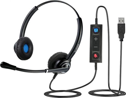 VoicePro 20 Professional Home Office and Call Center USB Headset with Noise Canceling Microphone, HD Speakers and in Line Call Controls with Mute, Compatible with All UC Voice Platforms. in Kuwait