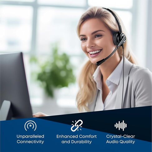 VoicePro 20 Professional Home Office and Call Center USB Headset with Noise Canceling Microphone, HD Speakers and in Line Call Controls with Mute, Compatible with All UC Voice Platforms. in Kuwait