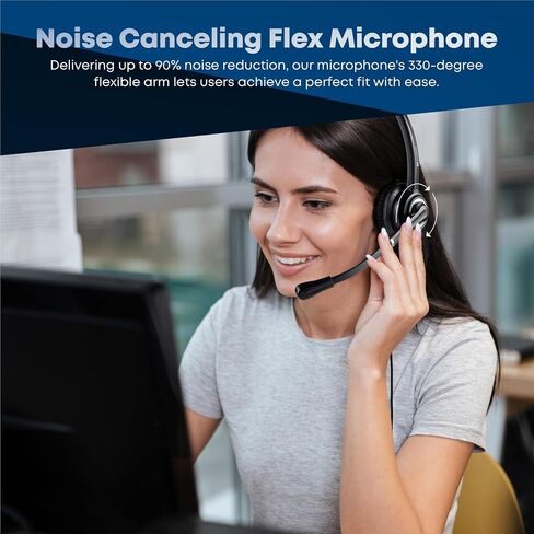 VoicePro 20 Professional Home Office and Call Center USB Headset with Noise Canceling Microphone, HD Speakers and in Line Call Controls with Mute, Compatible with All UC Voice Platforms. in Kuwait