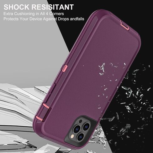 for iPhone 11 Pro Max Case, Military Grade 3 in 1 Heavy Duty Shockproof/Drop Proof/Dust Proof Case with 2Pcs Tempered Glass Screen Protector (Aqua Blue/Pink) in Saudi Arabia