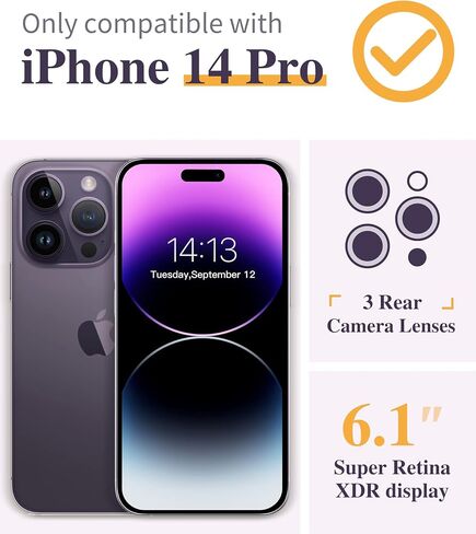 حافظة GVIEWIN لهاتف iPhone 14 Pro مع واقي شاشة وواقي عدسة الكاميرا، غطاء هاتف نسائي صلب مقاوم للصدمات من مادة TPU + غطاء هاتف نسائي ممتص للصدمات لهاتف 14 Pro، 6.1 بوصة (أزهار الكرز/أرجواني) in Kuwait