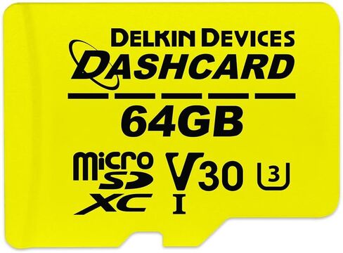 Delkin 64GB Micro SD Card UHS-I (U3/V30) microSDXC with adapter | DASHCARD Ultra-High Speed Class 10 Micro SD Card for Dash Cam, Security Camera, GoPro, Wyze Camera, Digital Camera in Kuwait