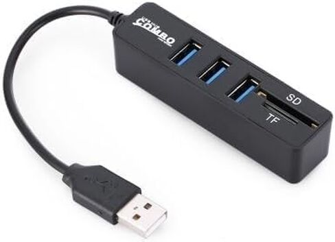 محور GPD USB 3.0، 3 منافذ، بطاقة SD وقارئ microSD، ذاتي التشغيل، محمول، أسود in Kuwait