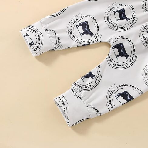 3Pcs Western Newborn Baby Boy Cowboy Clothes New to The Herd Letter Cow Print Bodysuit Jogger Pant Coming Home Outfit (A-Grey, 0-3 Months) in Kuwait
