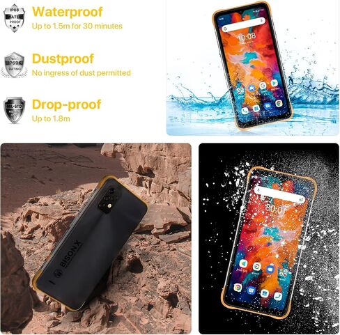 هواتف ذكية UMIDIGI متينة غير مقفلة، Bison X10 4G+128GB IP68/IP69K هاتف مقاوم للماء ومضاد للصدمات Helio P60 Android 11 كاميرا 20 ميجابكسل 6.53 بوصة FHD+ 6150 مللي أمبير في الساعة شحن سريع NFC هاتف ذكي متين in Kuwait