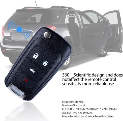 1 Pack Car Key Fob Keyless Entry Remote Flip fits 2010-2017 Chevy Equinox, Sonic Malibu Camaro Cruze 2010-2016 Buick Lacrosse Regal Verano (OHT01060512) in Saudi Arabia