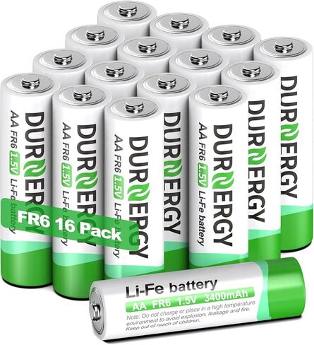 Lithium Batteries AA, AA Lithium Batteries 16 Pack, 1.5V Double A Battery FR6, 3400mAh Longest-Lasting Lithium AA Size Batteries in Saudi Arabia