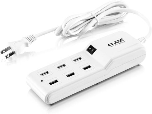 محطة شحن USB للطاقة الرقمية ذات 6 منافذ وشريط حماية من زيادة التيار (في عبوة البيع بالتجزئة) in Kuwait