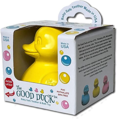 The Good Duck - BPA & PVC Free Rubber Duckie Baby Bath Toy Teether - Yellow in Saudi Arabia