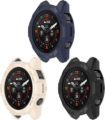 [3 Pack] TenCloud 7X Pro Solar Watch Cases Acceassories Compatible with Garmin Fenix 7X Solar/Fenix 7X Pro Solar/Fenix 7X Pro Sapphire Solar 51mm Smartwatch (Black+Blue+Starlight) in Saudi Arabia