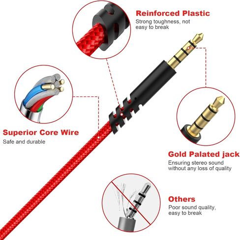 Sqrmekoko 2.0M Replacement Astro A10 Audio Cable with Volume Control Function Compatible with Logitech Astro Astro A10 A30 A40 A40TR A50 Gaming Headphones (Red) in Saudi Arabia