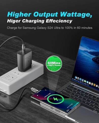 25W Type C Fast Charger, Waimeto Super Fast Charger with 3.3ft Type C to C Long Charging Cable for Samsung Galaxy S24 Ultra/S24/S23/S22 Ultra/S22+/S22 Plus/S21+/Note 20/Note10+, Tab S9/S8 in Saudi Arabia