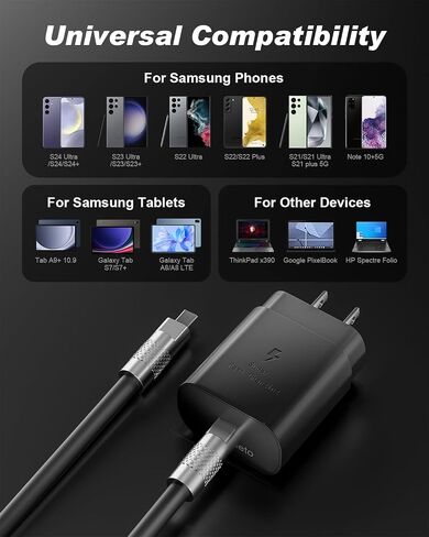 25W Type C Fast Charger, Waimeto Super Fast Charger with 3.3ft Type C to C Long Charging Cable for Samsung Galaxy S24 Ultra/S24/S23/S22 Ultra/S22+/S22 Plus/S21+/Note 20/Note10+, Tab S9/S8 in Saudi Arabia