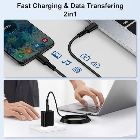 شاحن حائط Samsung A15 USB C، 25 وات PD شاحن سريع كتلة صندوق الطوب لهاتف Galaxy A55 A54 5G، A14، S24، S23، A53، A24، A13، A12، A03S، S22 Ultra، S22، S21 FE 5G، S20، S10، Pixel كابل 8A 8 7A 7 6 Pro & 6ft نوع C in Kuwait