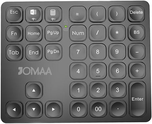 JOMAA Dual Wireless Numeric Keyboard Rechargeable Wireless Number Numpad for iPad Laptop Windows iOS Slinet Digital Keyboard (Black) in Saudi Arabia