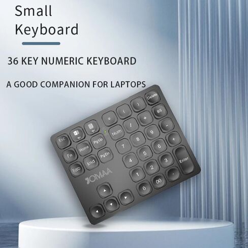 JOMAA Dual Wireless Numeric Keyboard Rechargeable Wireless Number Numpad for iPad Laptop Windows iOS Slinet Digital Keyboard (Black) in Saudi Arabia