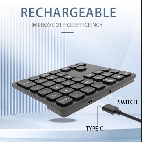 JOMAA Dual Wireless Numeric Keyboard Rechargeable Wireless Number Numpad for iPad Laptop Windows iOS Slinet Digital Keyboard (Black) in Saudi Arabia
