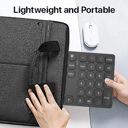 JOMAA Dual Wireless Numeric Keyboard Rechargeable Wireless Number Numpad for iPad Laptop Windows iOS Slinet Digital Keyboard (Black) in Saudi Arabia