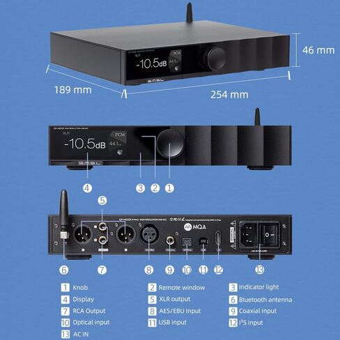 S.M.S.L D400 PRO عالية الدقة USB DAC AK449EX+AK4191EQ رقائق MQA XMOS XU-316 DSD512 PCM 32 بت/768 كيلو هرتز USB/بصري/محوري/I2S/بلوتوث/AES مدخل مع جهاز تحكم عن بعد (أسود) in Kuwait