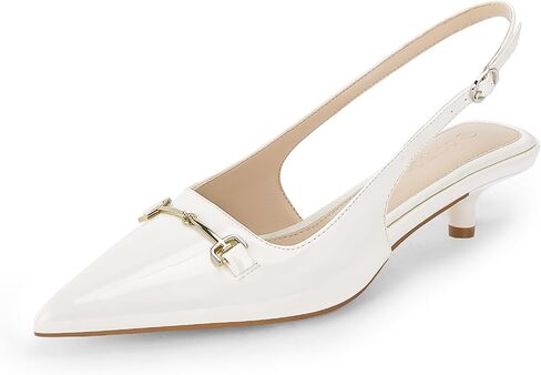 Coutgo Womens Slingback Kitten Heels Low Heel Dress Shoes Closed Pointed Toe Metal Chain Office Work Pumps in Saudi Arabia