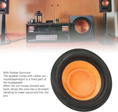 Paper Speaker Cone Subwoofer Cones,0.8 Inches Inner Diameter with Rubber Surround,Speaker Cone Drum Paper for 3 Inches Speaker in Saudi Arabia