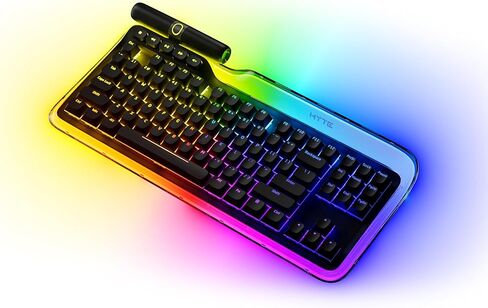 HYTE Keeb TKL - واجهة بشرية حديثة - لوحة مفاتيح ميكانيكية مثبتة بحشية كريستالية سلكية بدون مفتاح قابلة للتخصيص - مفاتيح خطية لافندر رقيقة - كريستال/أسود in Kuwait