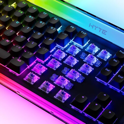 HYTE Keeb TKL - واجهة بشرية حديثة - لوحة مفاتيح ميكانيكية مثبتة بحشية كريستالية سلكية بدون مفتاح قابلة للتخصيص - مفاتيح خطية لافندر رقيقة - كريستال/أسود in Kuwait