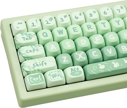 PBT keycaps MOA Profile, Cute Keycaps Set, 133 Keys Dye-Sublimation Keycaps with Key Puller for Cherry Gateron MX Switches Mechanical Gaming Keyboard (Green Cartoon) in Saudi Arabia